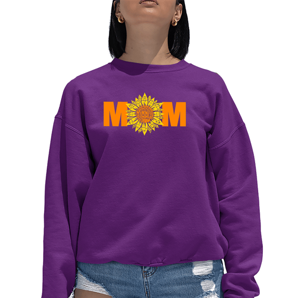 Plus Size LA Pop Art Mom Sunflower Word Art Crewneck Sweatshirt