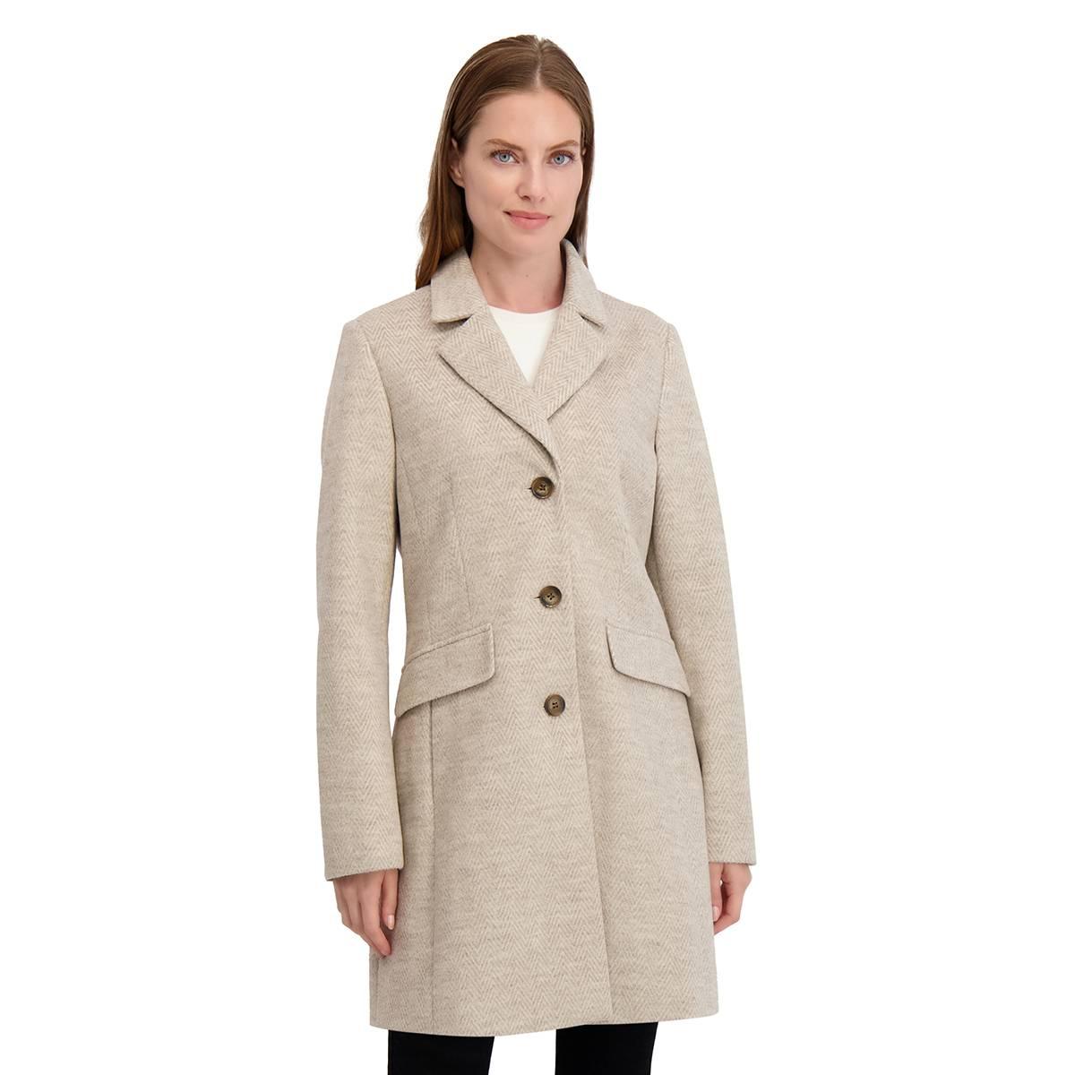 Womens Sage Collective Single Breasted Faux Wool Coat