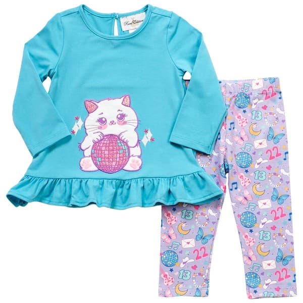 Baby Girl (12-24M) Rare Editions Disco Cat Top & Leggings Set