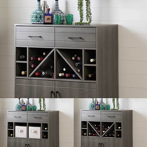 South Shore Vietti Bar Cabinet with Bottle Storage & Drawers