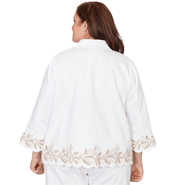 Plus Size Alfred Dunner Natural Wonder Embroidered Denim Jacket