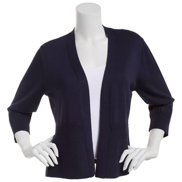 Womens 89th & Madison Pointelle Detail Peplum Cardigan - image 