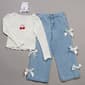 Girls (4-6x) BTween(R) Long Sleeve Cherry Top w/ Wide Leg Bow Jeans - image 1