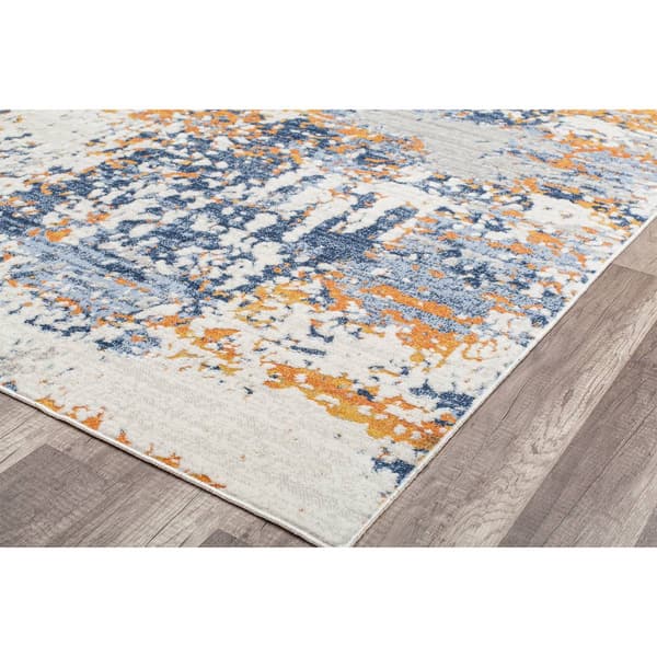 Rugs America&#8482; Prescott Sapphire Gold Splatter Transitional Rug