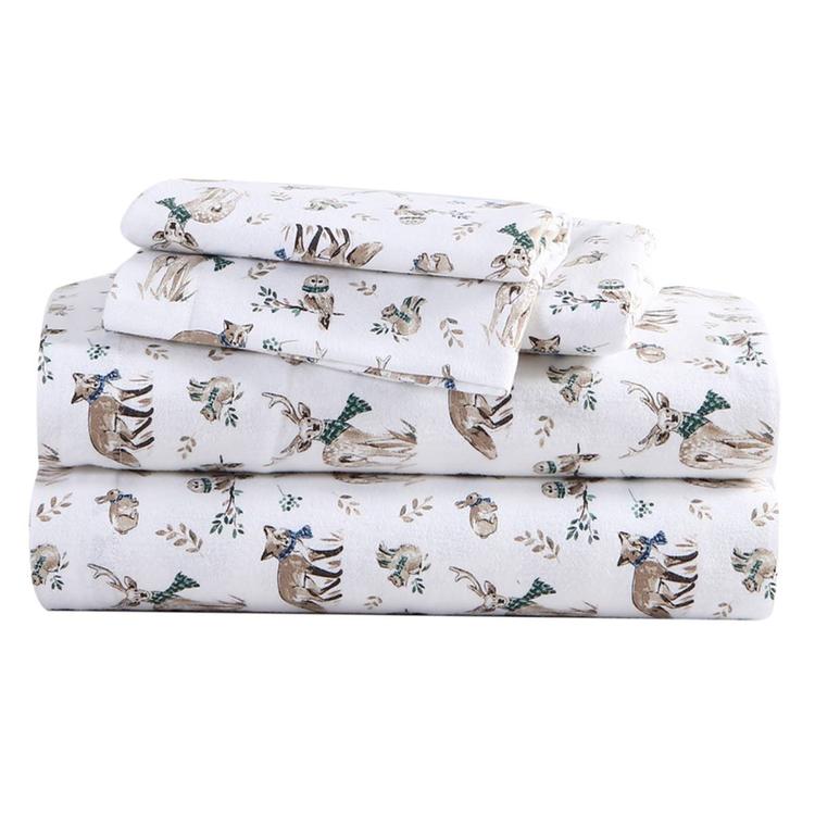 Eddie Bauer Woodland Friends Cotton Flannel Sheet Set