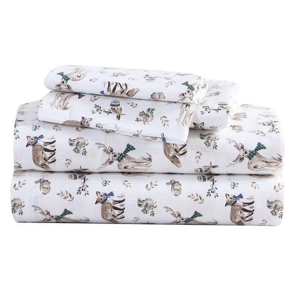 Eddie Bauer Woodland Friends Cotton Flannel Sheet Set