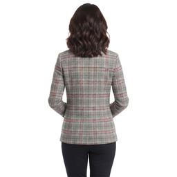 Womens Kasper Long Sleeve Two Button Plaid Notched Blazer