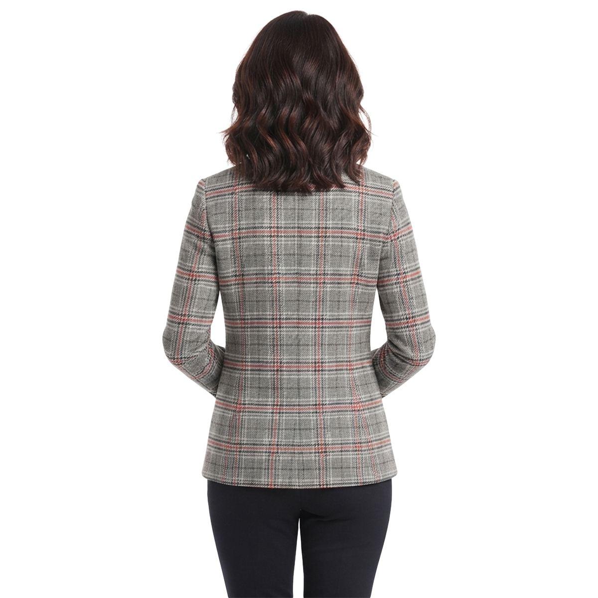 Womens Kasper Long Sleeve Two Button Plaid Notched Blazer