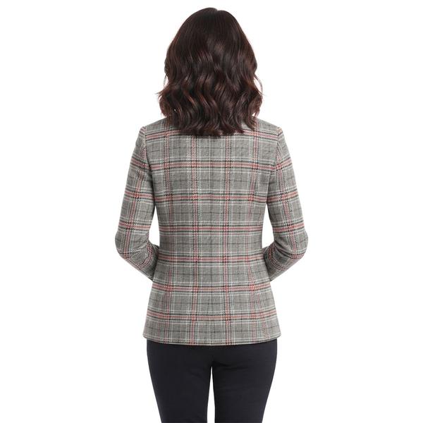 Womens Kasper Long Sleeve Two Button Plaid Notched Blazer