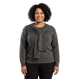 Plus Size Hanna & Gracie Long Sleeve Solid Tie Neck Sweater