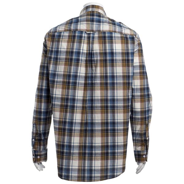 Mens Big & Tall Chaps Stretch Plaid Button Down Shirt - Ivory