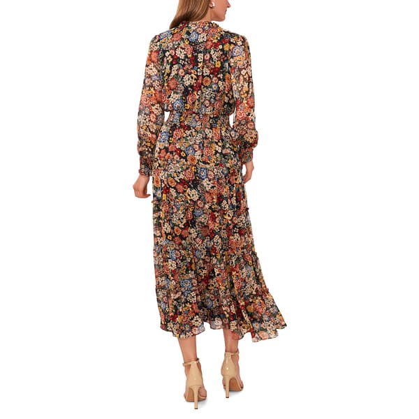 Petite MSK Long Sleeve Vintage Floral Chiffon Tier Maxi Dress