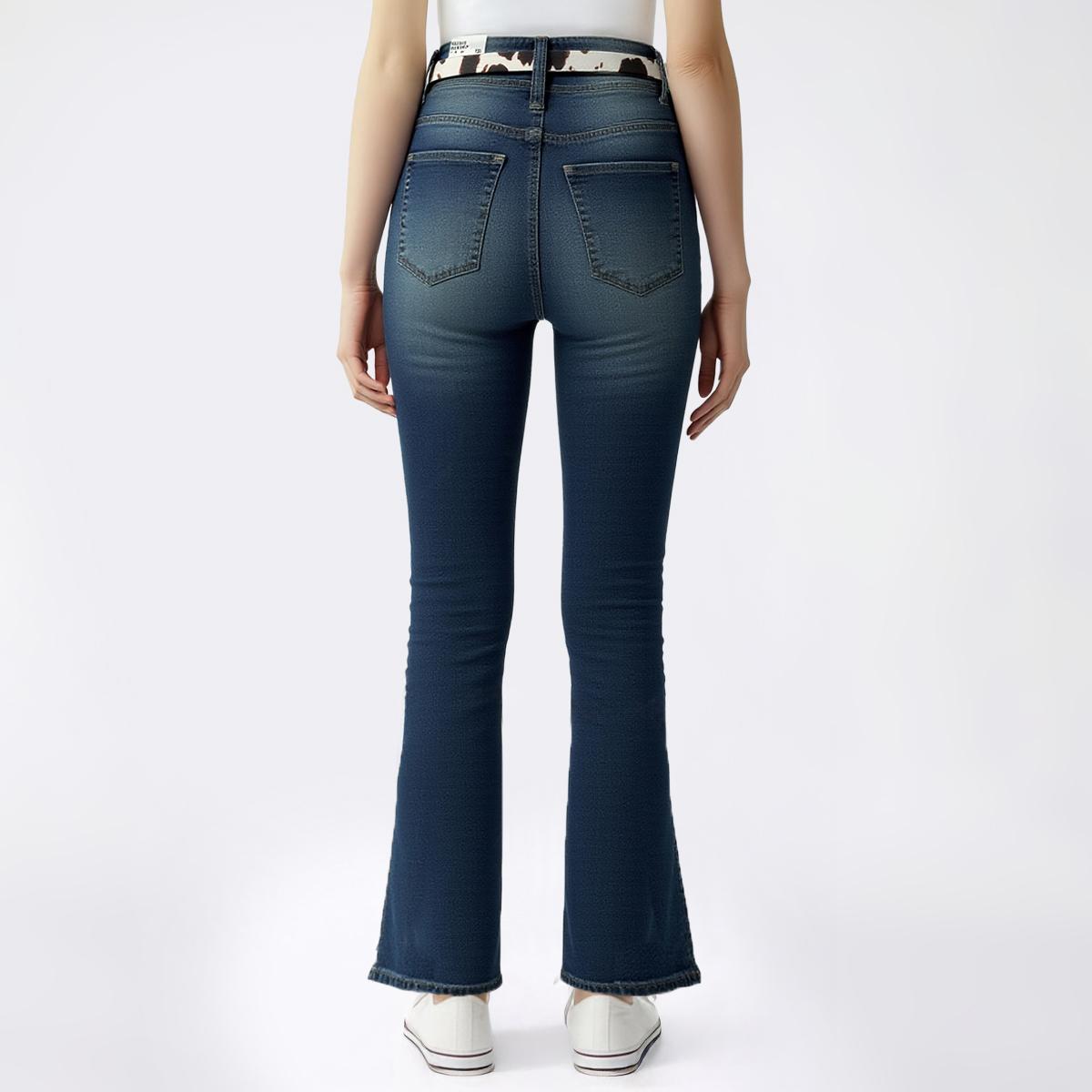 Juniors Madden Girl Mid Rise Bootcut Jeans with Cow Print Belt