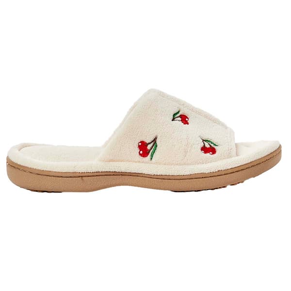Womens Isotoner Embroidered Fruit Slide Slippers