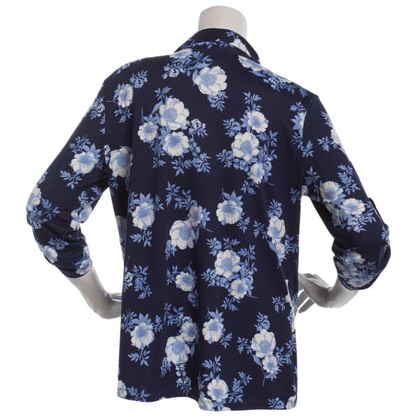 Petite Hasting & Smith 3/4 Roll Tab Floral Rose Blouse