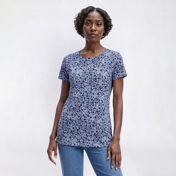 Womens Preswick & Moore(R) Short Sleeve Ditsy Floral Tee
