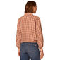 Womens Democracy 3/4 Blouson Sleeve Ruffle Front Plaid Blouse - image 2