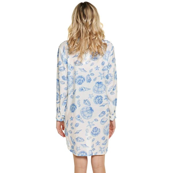 Plus Size J Valdi Seashells Big Button Front Cover Up