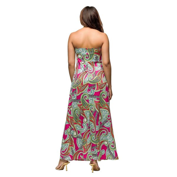 Womens 24/7 Comfort Apparel Pink Paisley Strapless Maxi Dress