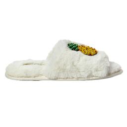 Womens Jessica Simpson Fruit Beaded Icon Plush Slide Slippers