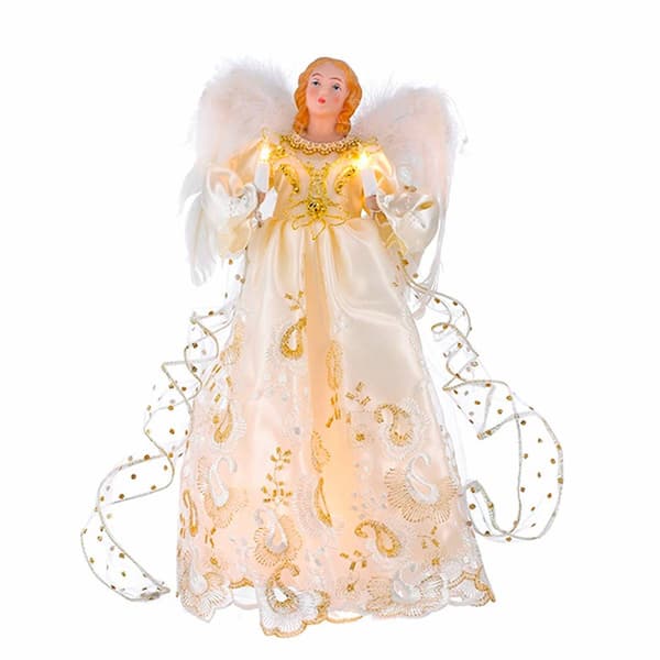 Kurt Adler UL 10-Light 14in. Gold Angel Treetop