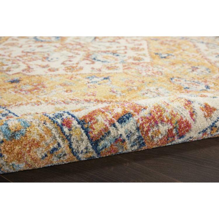 9th & Pike® Ivory and Yellow Medallion Round Area Rug