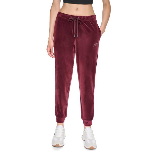 Womens DKNY Sport Varsity Velour Rhinestone Logo Mid-Rise Joggers - image 