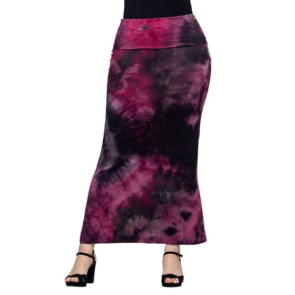Womens 24/7 Comfort Apparel Magenta Tie Dye Waist Maxi Skirt - image 