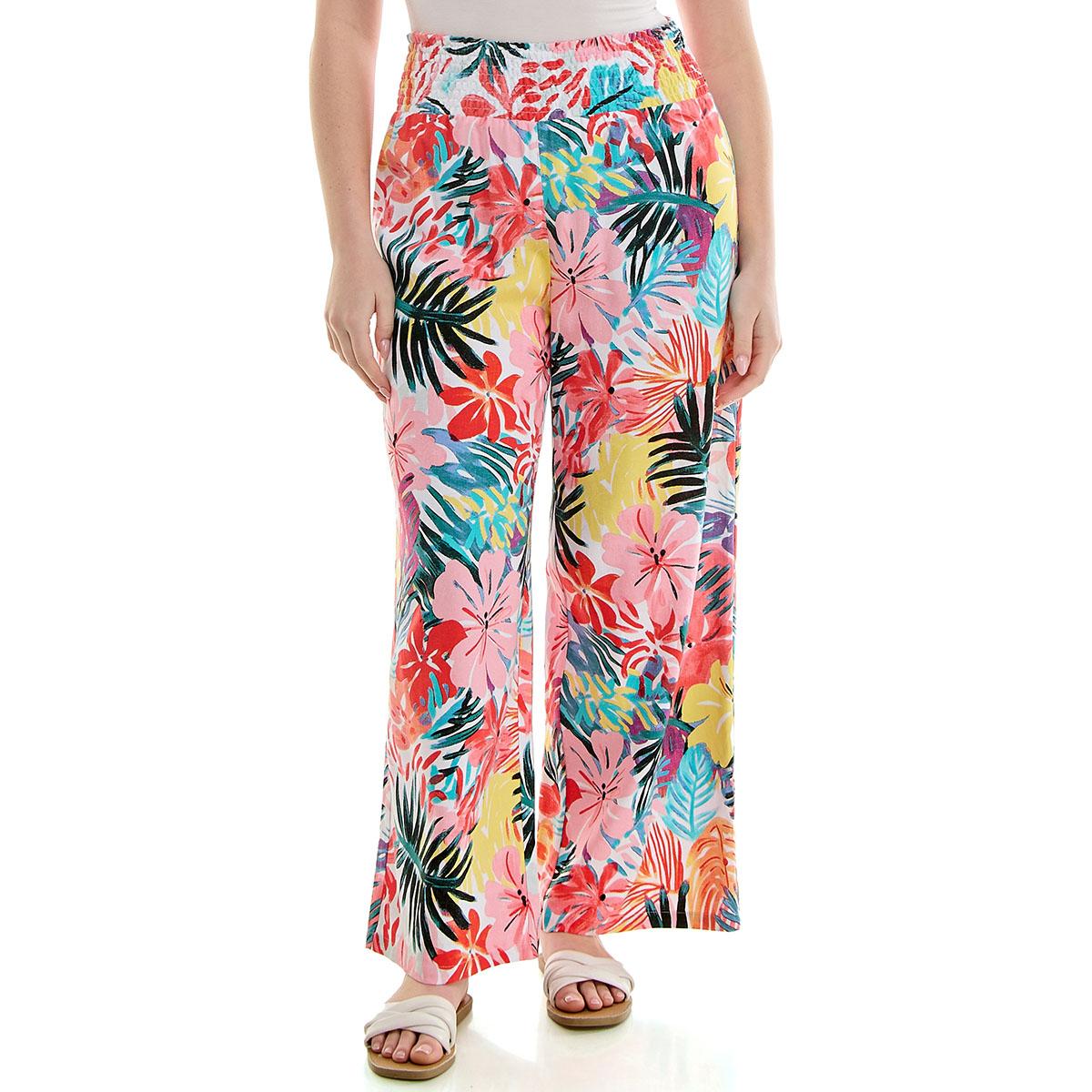 Petite Zac & Rachel Hawaiian Palm Ankle Casual Pants