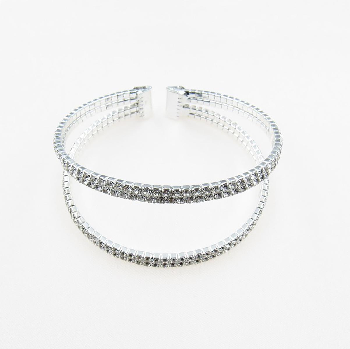 Rosa Rhinestones Double Row Cuff Bracelet