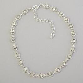 Rosa Rhinestones Silver Plated Rhinestone Choker Necklace
