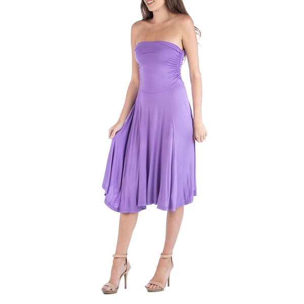 Womens 24/7 Comfort Apparel Strapless Dress With Pleats