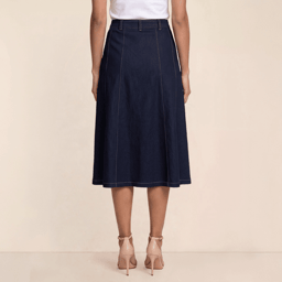 Womens Nicole Miller Pocket Zip Denim Midi Skirt