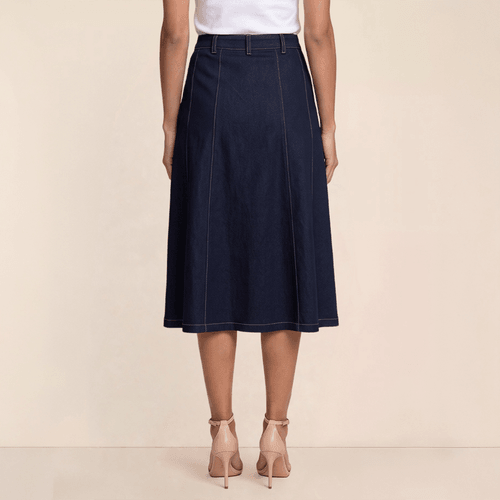 Womens Nicole Miller Pocket Zip Denim Midi Skirt