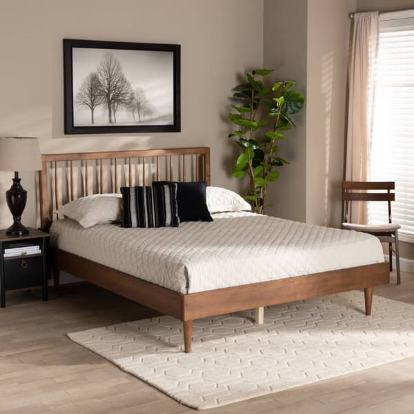 Baxton Studio Sora Ash Walnut Wood Queen Size Platform Bed
