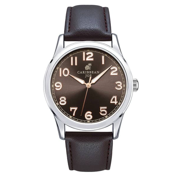 Mens Caribbean Joe Silver-Tone Easy Read Strap Watch - CJ7161SL - image 