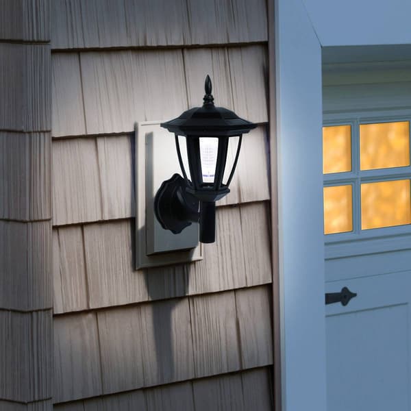 Alpine Solar Powered Black Lantern w/ LED Light