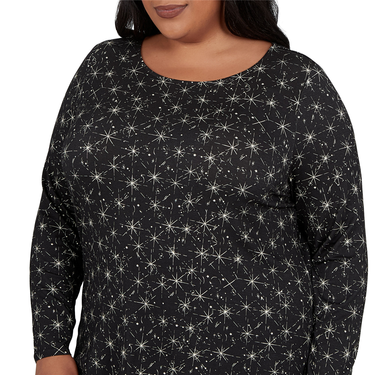Plus Size Emaline Holiday Festivities Long Sleeve Starlight Tee