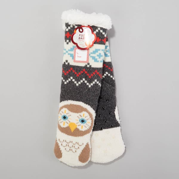 Womens Fuzzy Babba Long Cozy Warmer Owls Slipper Socks - Boscov's