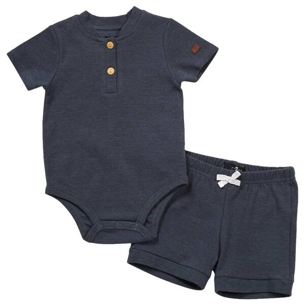 Baby Boy &#40;12-24M&#41; 7 for All Man Kind&#40;R&#41; Bodysuit & Knit Shorts Set - image 