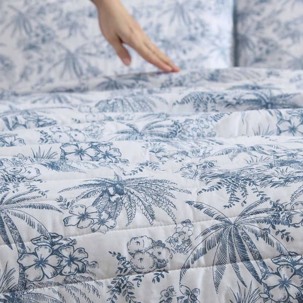 Tommy Bahama Pen And Ink Palm Cotton Quilt Set