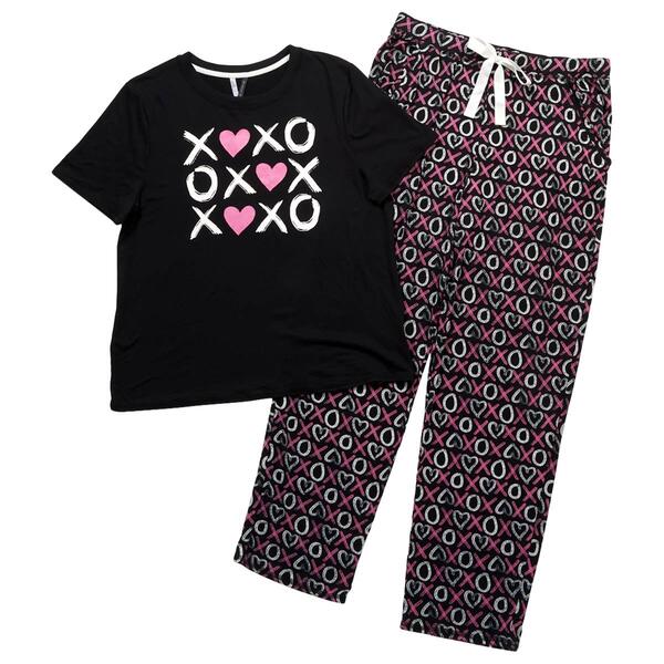 Mens Jaclyn Short Sleeve XOXO Hugs Kisses Hearts Pajama Set - image 