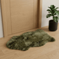 HomeRoots Dark Green New Zealand Lambs Wool Accent Rug - image 1