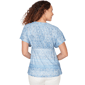 Womens Skye’s the Limit Sunny Blue Skies V Neck Layered Blouse - image 2