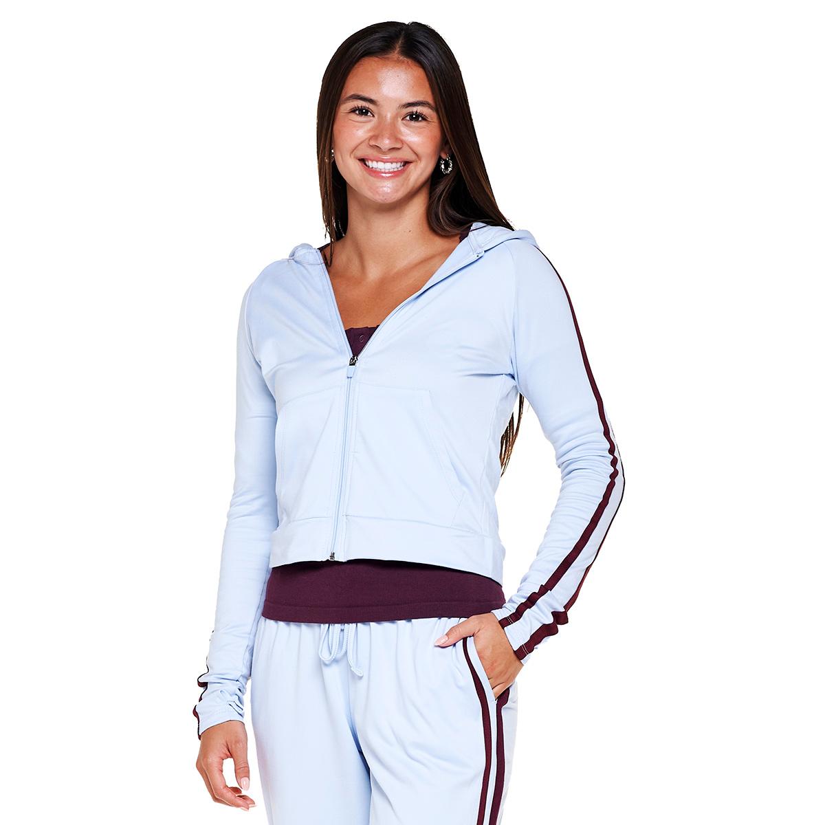 Juniors No Comment Zip Up Side Striped Hoodie