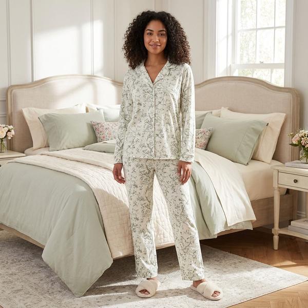 Womens Elizabeth & Nicole Long Sleeve Floral Pajama Set - image 