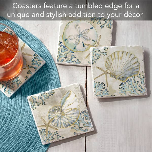 4pk. Playa Shells Square Coaster Set