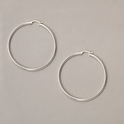 Sterling Silver Polished Hoop Earrings - image 