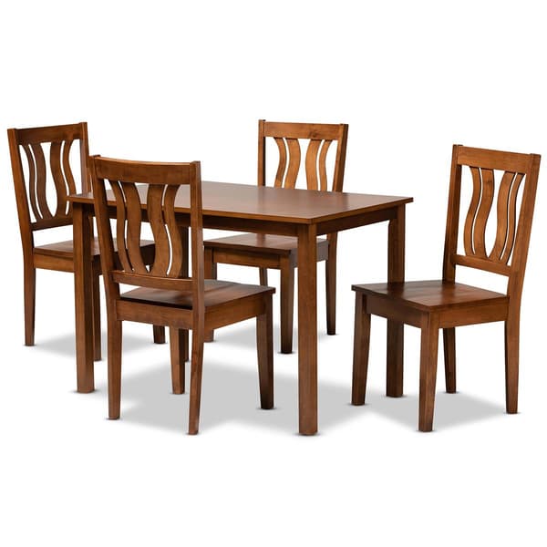 Baxton Studio Zamira Walnut Brown Finish Wood 5pc. Dining Set - image 