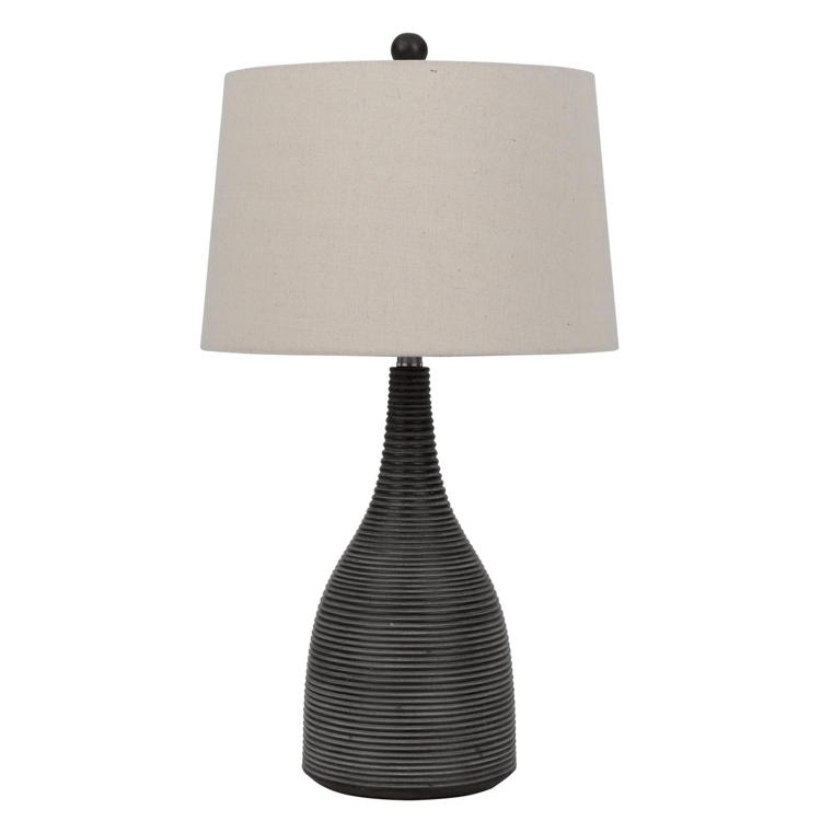 HomeRoots 29in. Black Ceramic Round Table Lamp with Empire Shade